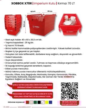 XOBBOX X70R / Imperium Kutu / Taşınma Kutusu / Kırmızı 70 LT