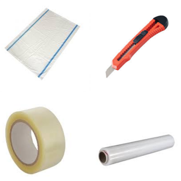 XOBBOX Taşınma Malzemeleri Paketi (Seti) Streç Bant Maket Bıçağı Çuval (X.T.P.) 4'lü Paket