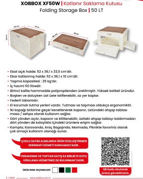 XOBBOX XF50W / Katlanır Saklama Kutusu / Folding Storage Box 50 LT / Kampta Karavanda Araç Bagajında Marinada Deniz Araçlarında Piknikte Plajda Avcılıkta Balıkta Off-Road Maceralarında