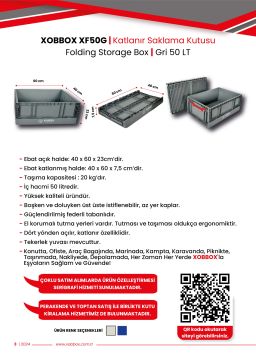 XOBBOX XF50G / Katlanır Saklama Kutusu / Folding Storage Box / Gri 50 LT