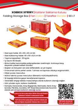 XOBBOX XF90RY / Folding Storage Box / Katlanır Saklama Kutusu / Fan Colors / Taraftar Renkler / Sarı Kırmızı / 90 LT