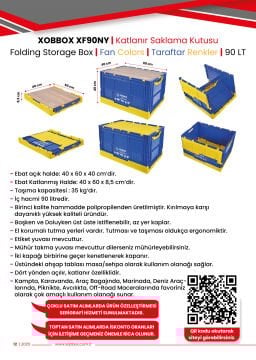 XOBBOX XF90NY / Folding Storage Box / Katlanır Saklama Kutusu / Fan Colors / Taraftar Renkler / Sarı Lacivert / 90 LT
